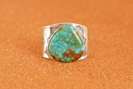 Chevaliere-bague-turquoise-sonora-bijoux-amerindiens-navajo-cadeau-artisanat-argent sterling
