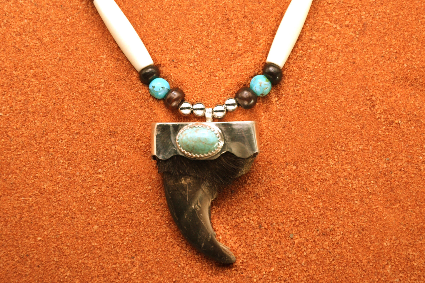 Collier amerindien-pour homme-turquoise kingman-argent sterling-style navajo-cadeau