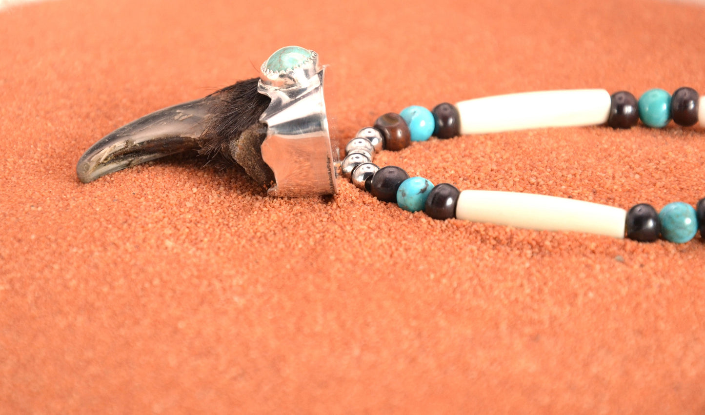 Collier amerindien-pour homme-turquoise kingman-argent sterling-style navajo-cadeau
