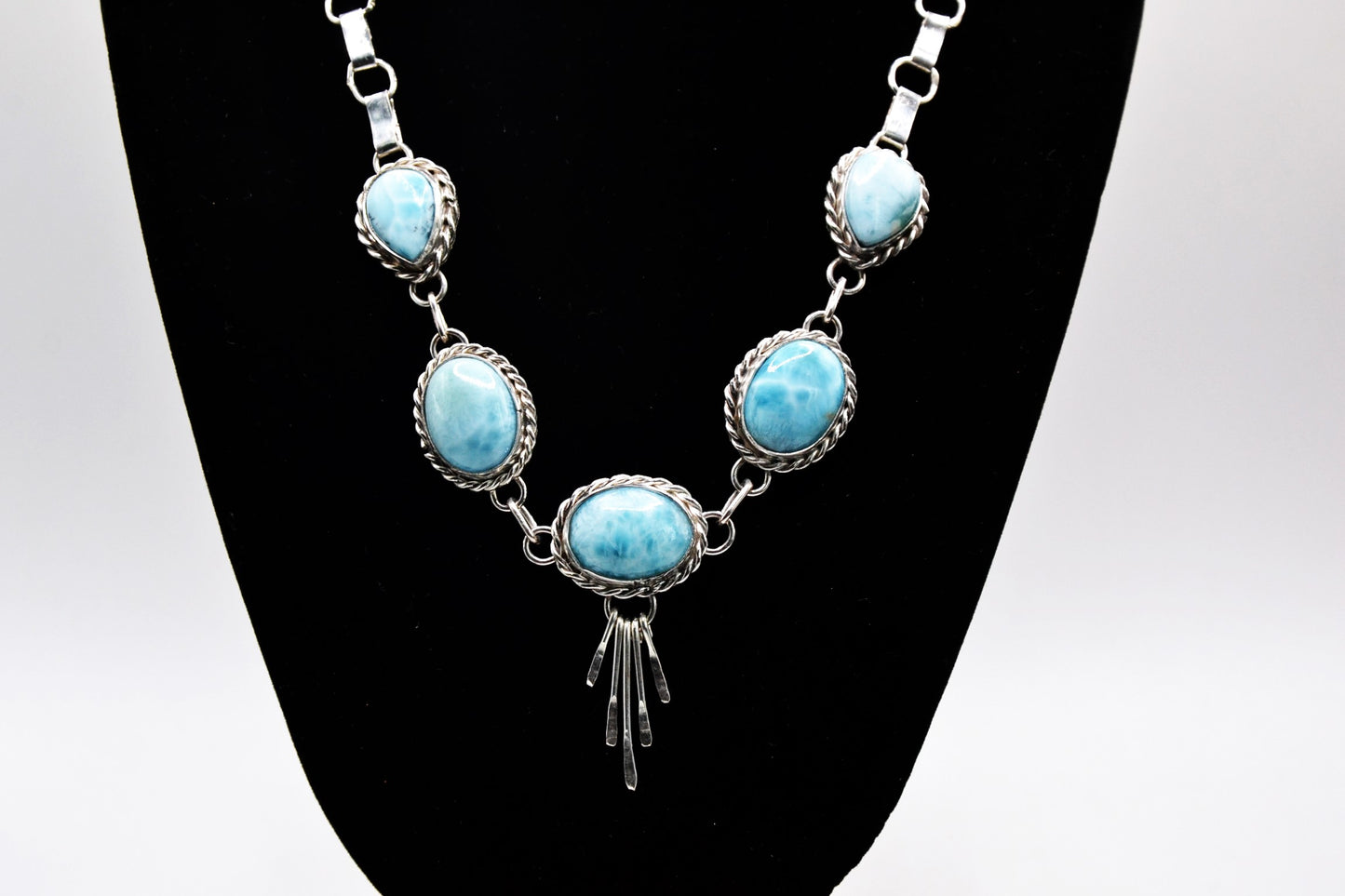 collier larimar-argent 925/1000-idée cadeau-bijoux amerindiens-style navajo-pour femme-boheme