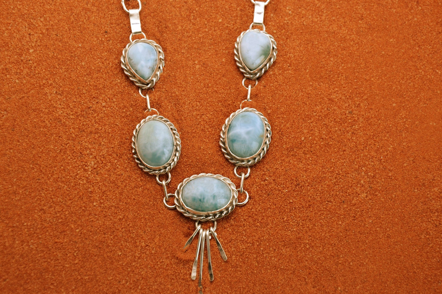 collier larimar-argent 925/1000-idée cadeau-bijoux amerindiens-style navajo-pour femme-boheme