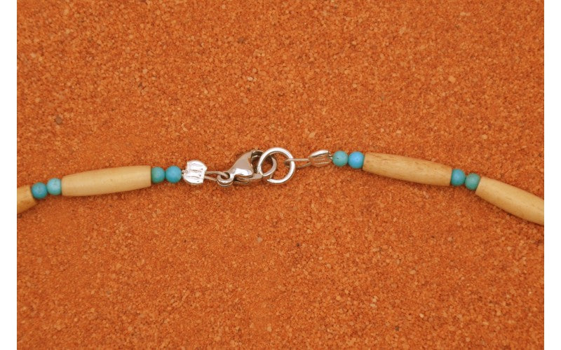 Collier os et turquoise-artisanat amerindien-cadeau-bijoux style navajo-boheme