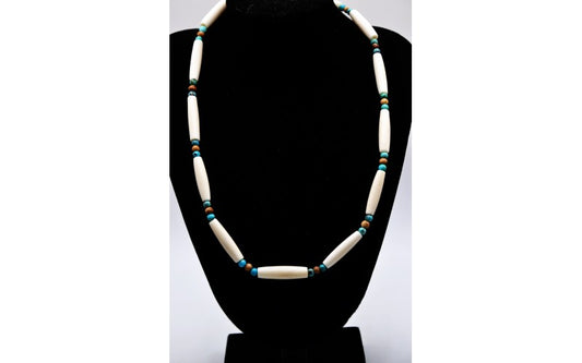 Collier os et turquoise-artisanat amerindien-bijoux style navajo-cadeau-femme et homme