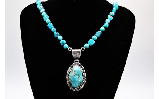 ollier turquoise-argent 925/1000-bijoux amerindiens-piece unique-pendentif-homme et femme-boheme-cadeau-style navajo