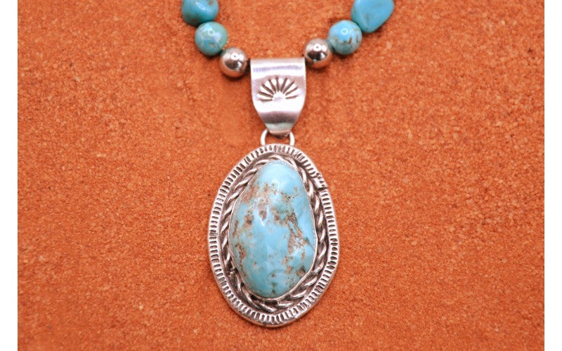 ollier turquoise-argent 925/1000-bijoux amerindiens-piece unique-pendentif-homme et femme-boheme-cadeau-style navajo