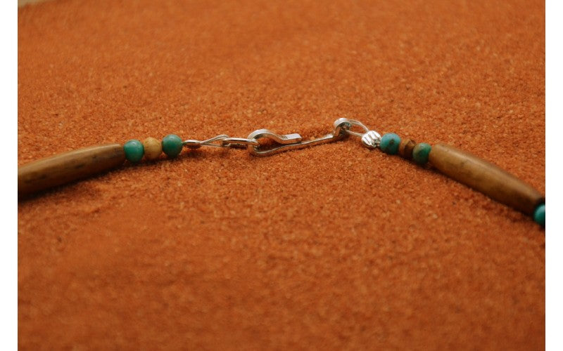 collier amerindien-turquoise sierra blue-argent 925/1000-idee cadeau-style navajo-garanti-boheme-pour femme