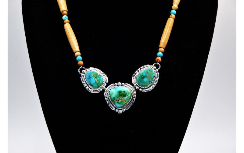 collier turquoises sonora-argent 925/1000-bijoux amerindiens-idee cadeau-style navajo-pour femme-artisanat