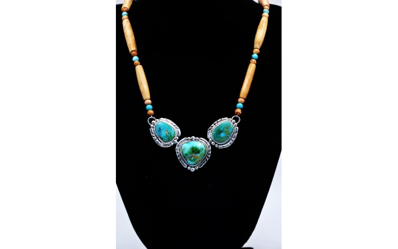 collier turquoises sonora-argent 925/1000-bijoux amerindiens-idee cadeau-style navajo-pour femme-artisanat