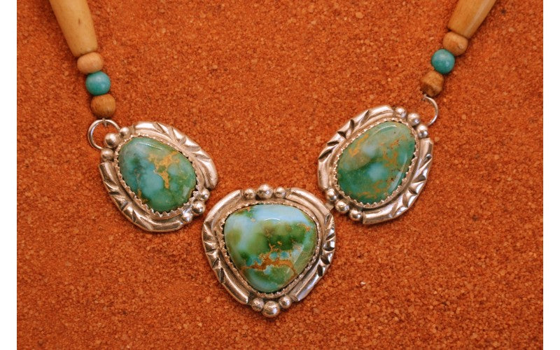 collier turquoises sonora-argent 925/1000-bijoux amerindiens-idee cadeau-style navajo-pour femme-artisanat