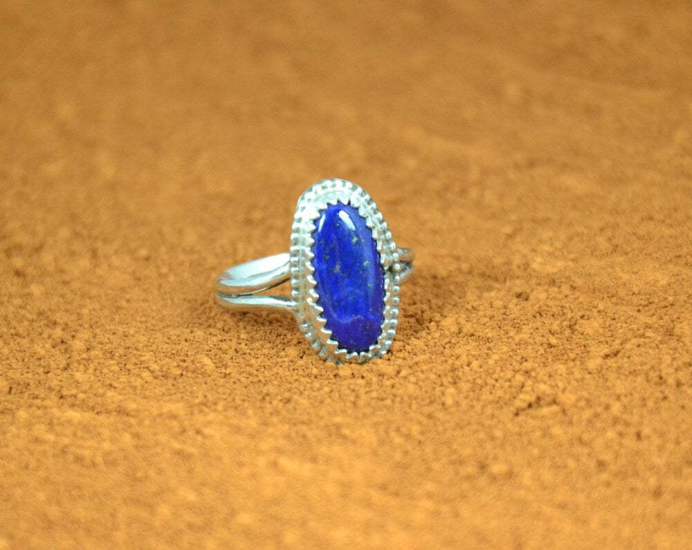 Bague femme, lapis lazuli, amérindienne, argent 925/1000, fait main, bijou garanti, idée cadeau