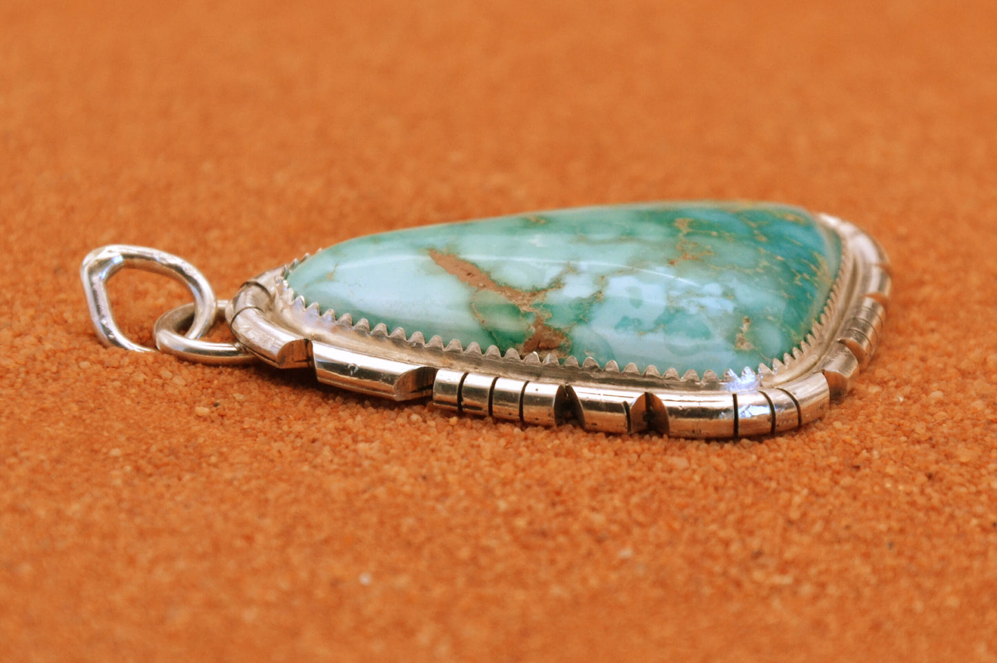 Pendentif amerindien-turquoise-emerald valley-argent sterling-style navajo-cadeau-piece unique-artisanat