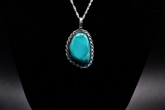 Pendentif turquoise-bijoux amerindiens-argent sterling-style navajo-cadeau-artisanat-unique-emerald valley