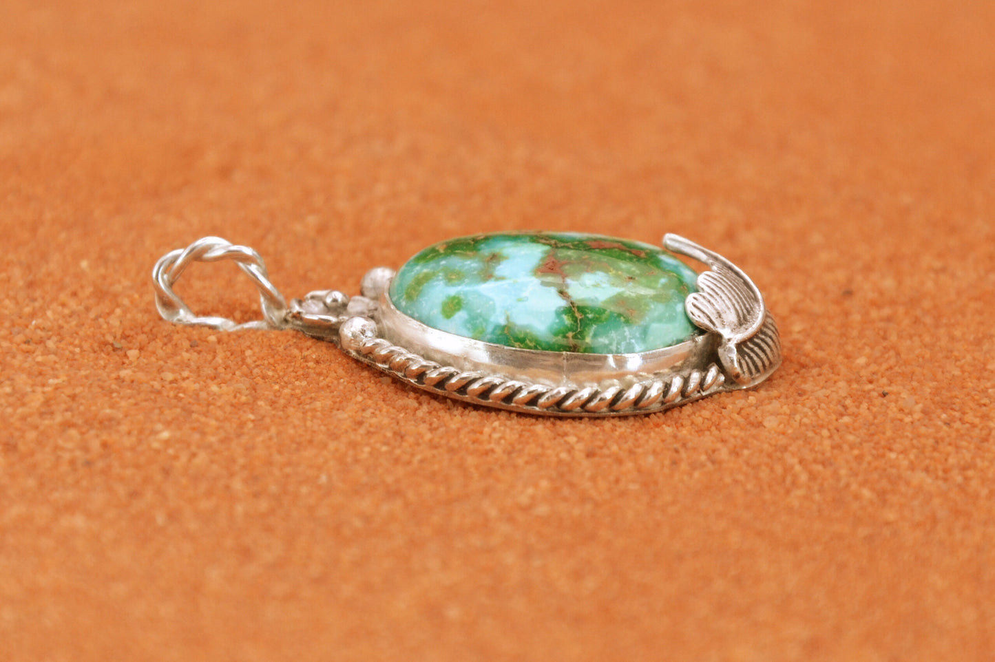 Pendentif turquoise-sonoran gold-bijoux amerindiens-style navajo-cadeau-argent sterling-unique-femme