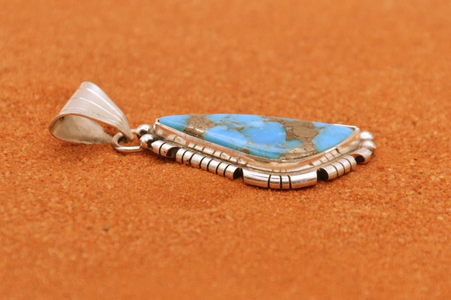 pendentif mixte-turquoise mojave-argent 925/1000-style navajo-idée cadeau-bijoux amerindiens-bohème-artisanat