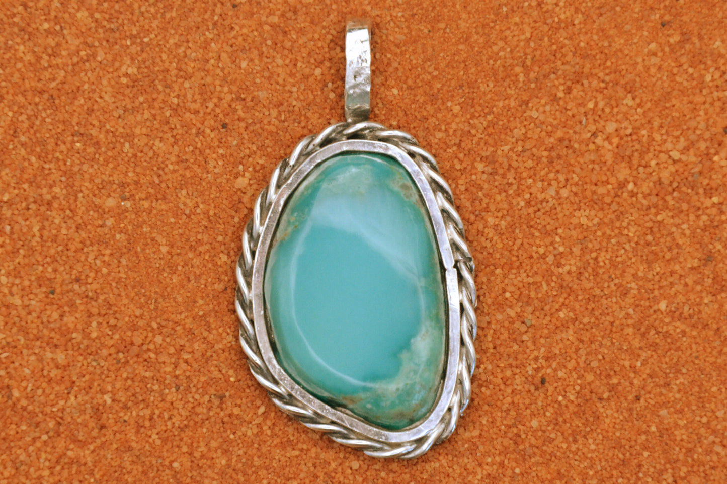 Pendentif turquoise-bijoux amerindiens-argent sterling-style navajo-cadeau-artisanat-unique-emerald valley