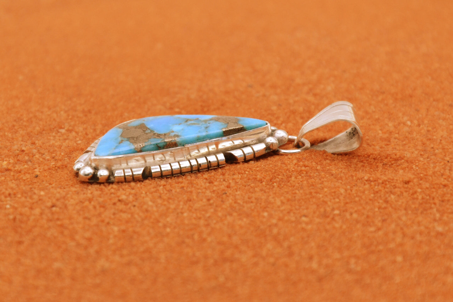 pendentif mixte-turquoise mojave-argent 925/1000-style navajo-idée cadeau-bijoux amerindiens-bohème-artisanat