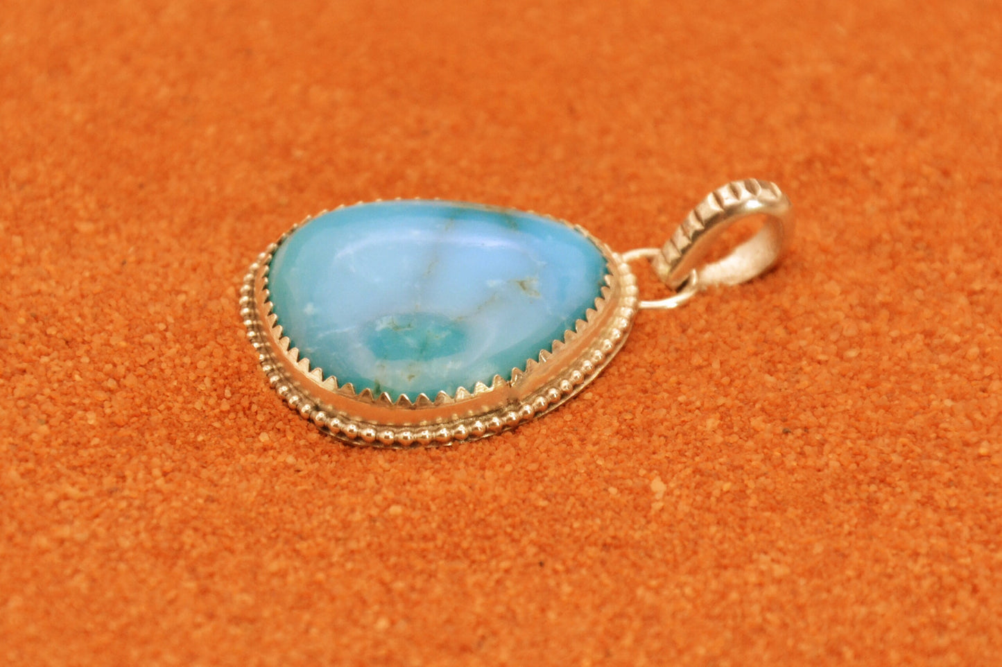 Pendentif turquoise-kingman-bijoux amerindiens-style navajo-cadeau-homme et femme-unique-argent sterling