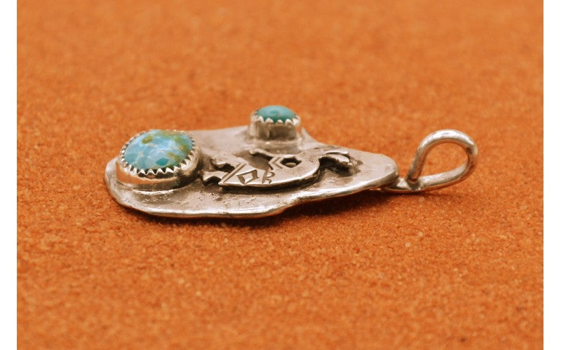 pendentif kokopelli-argent 925/1000-turquoise sierra bella-turquoise kingman-idée cadeau-style navajo-mixte