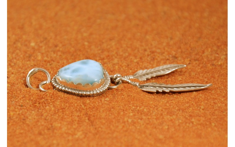 Pendentif larimar-argent 925/1000-bijoux amerindiens-artisanat-idée cadeau-bohème-pièce unique-style navajo