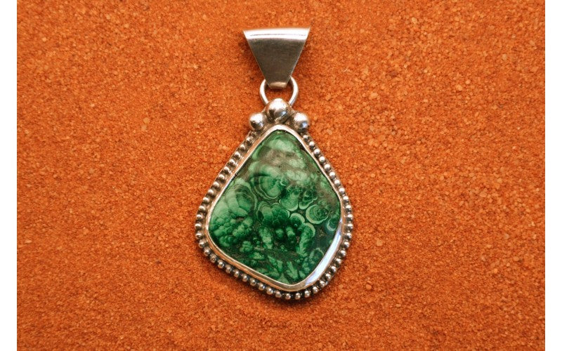 pendentif malachite-argent 925/1000-bijoux amérindiens-idée cadeau-bohème-mixte-style navajo