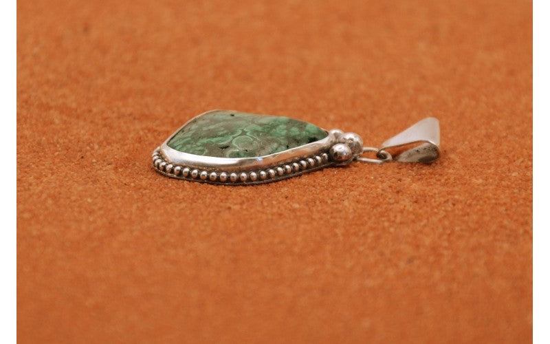 pendentif malachite-argent 925/1000-bijoux amérindiens-idée cadeau-bohème-mixte-style navajo