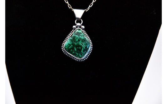 pendentif malachite-argent 925/1000-bijoux amérindiens-idée cadeau-bohème-mixte-style navajo