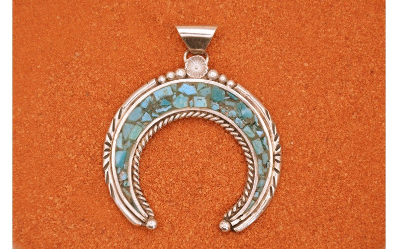 Pendentif naja-turquoise-style navajo-argent 925/1000-cadeau-croissant de lune-bijoux amerindiens