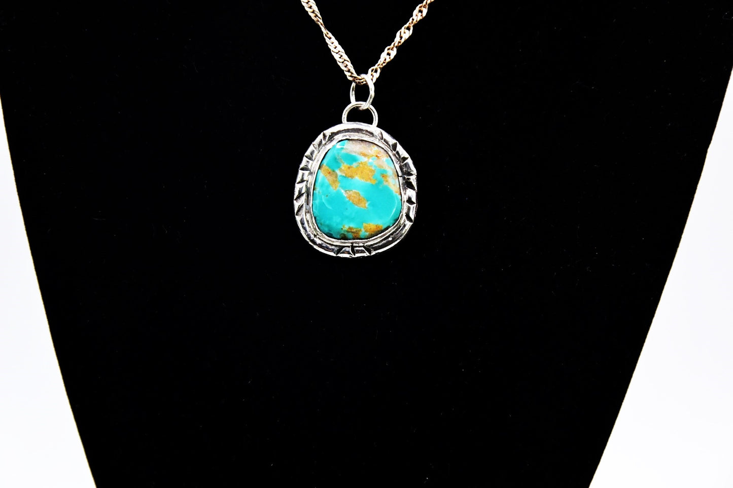 Pendentif amerindien-turquoise kingman-style navajo-cadeau-homme et femme-argent massif-bijoux turquoise