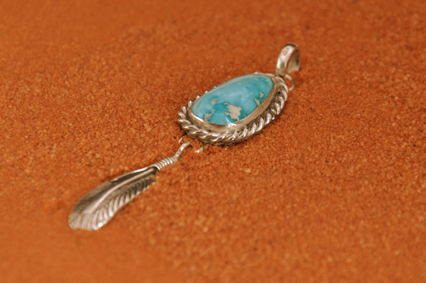 Pendentif turquoise-sierra blue-femme et homme-navajo-bijoux amerindiens-cadeau-argent massif-artisanat