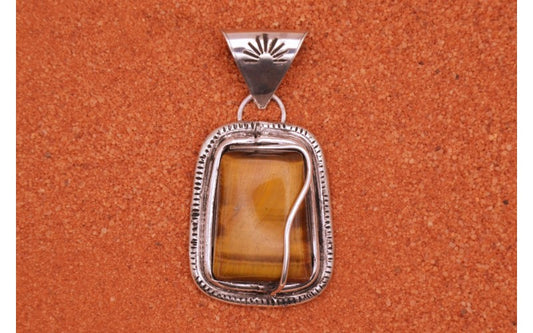 Pendentif oeil du tigre-femme et homme-artisanal-argent 925/1000-idée cadeau-bijoux amerindiens-style navajo