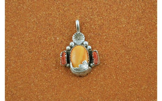 Pendentif spiny oyster-corail-argent 925/1000-style navajo-pour femme-cadeau-bohème