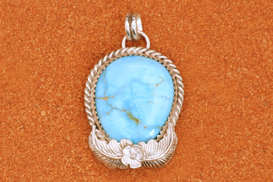 Pendentif turquoise-sierra blue-femme-bijoux amerindiens-style navajo-cadeau-unique-fleur
