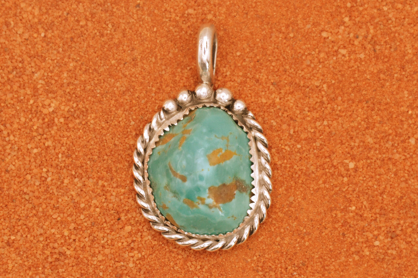 Pendentif amerindien-turquoise kingman-argent 925-style navajo-bijoux cadeau-homme et femme