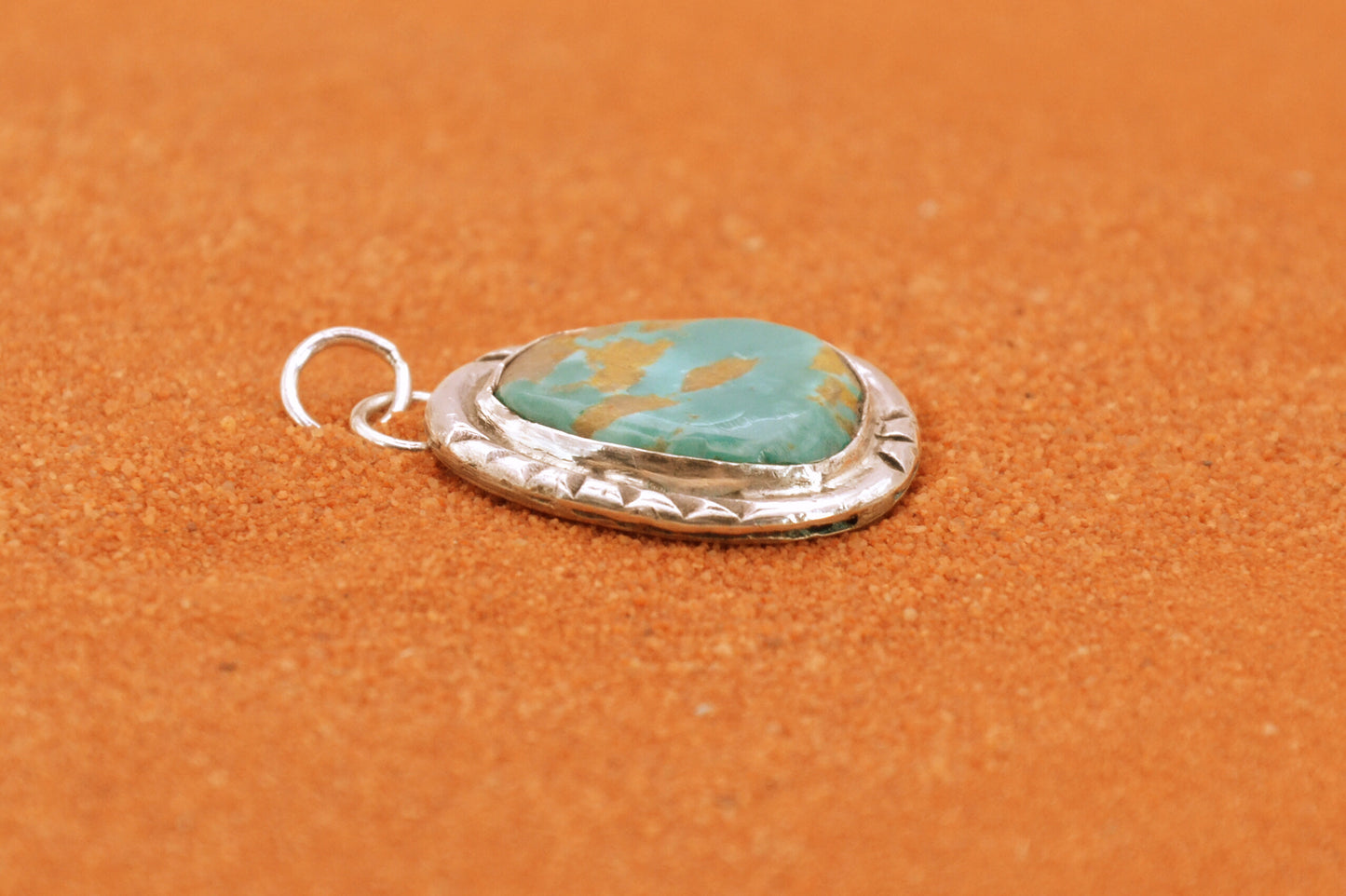 Pendentif amerindien-turquoise kingman-style navajo-cadeau-homme et femme-argent massif-bijoux turquoise