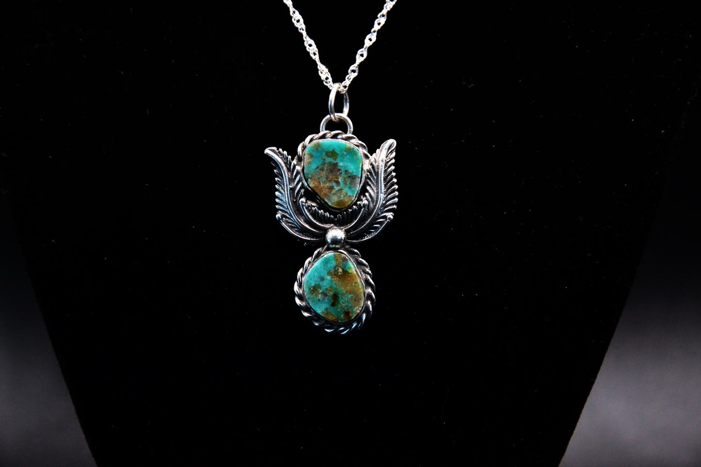 Pendentif amerindien-turquoise royston-style navajo-argent massif-bijoux amerindien-cadeau-pour femme