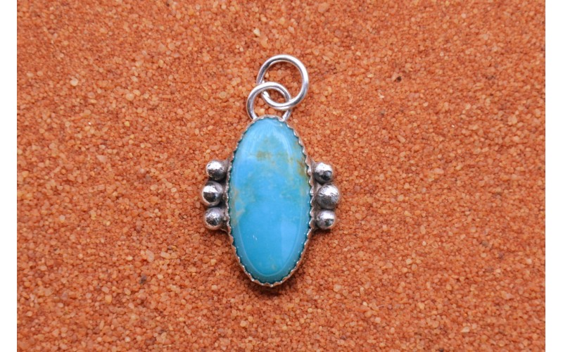 pendentif turquoise kingman-argent 925/1000-idee cadeau-bijoux amerindiens-boheme-navajo-artisanat