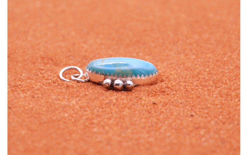 pendentif turquoise kingman-argent 925/1000-idee cadeau-bijoux amerindiens-boheme-navajo-artisanat