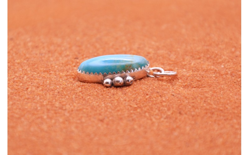 pendentif turquoise kingman-argent 925/1000-idee cadeau-bijoux amerindiens-boheme-navajo-artisanat