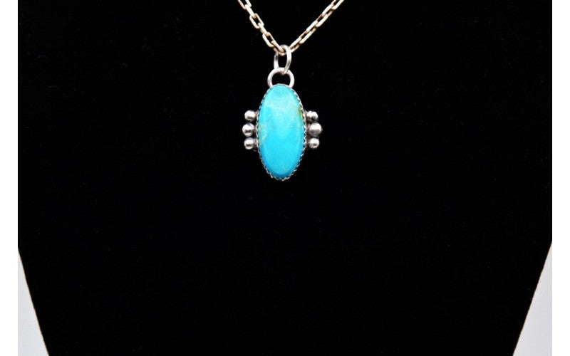 pendentif turquoise kingman-argent 925/1000-idee cadeau-bijoux amerindiens-boheme-navajo-artisanat