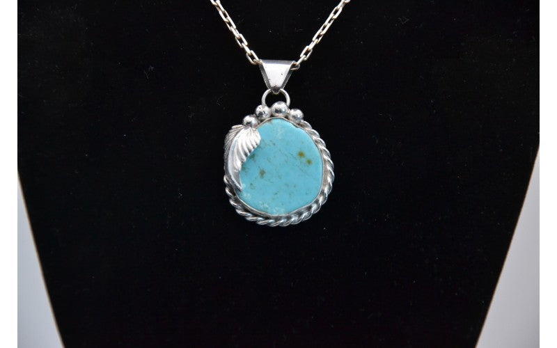 Pendentif turquoise kingman-argent 925/1000-style navajo-cadeau-femme et homme-bijoux amerindiens