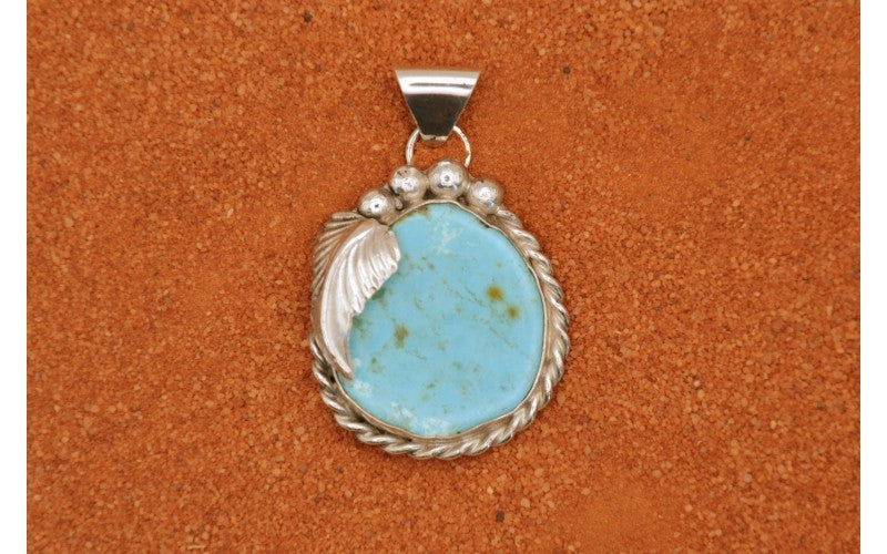 Pendentif turquoise kingman-argent 925/1000-style navajo-cadeau-femme et homme-bijoux amerindiens