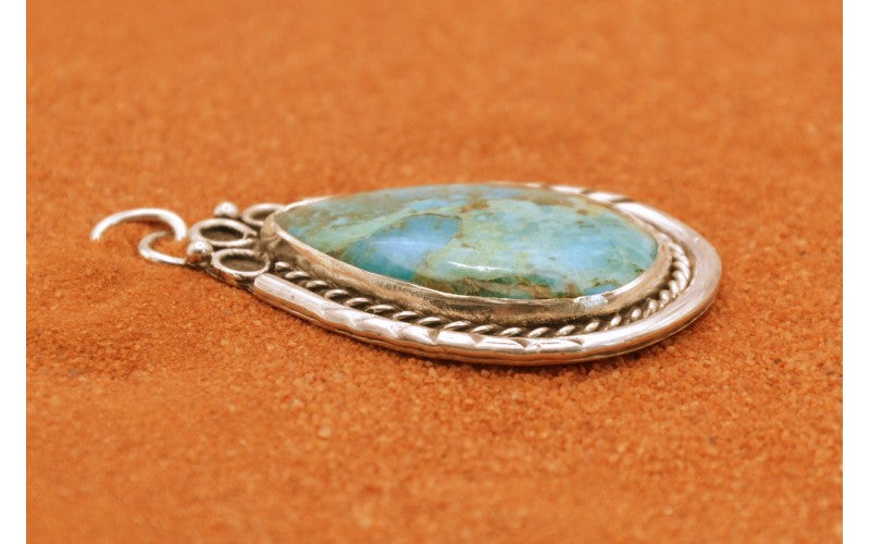 pendentif cadeau-turquoise mojave-argent 925/1000-style navajo-femme et homme-western-ouest americain-bijoux amerindiens