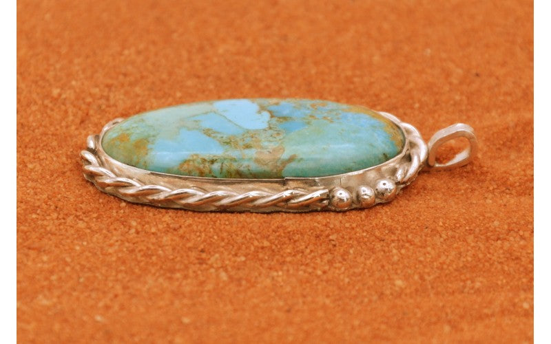 Pendentif mixte-turquoise mojave-argent 925/1000-idée cadeau-style navajo-bohème-artisanat