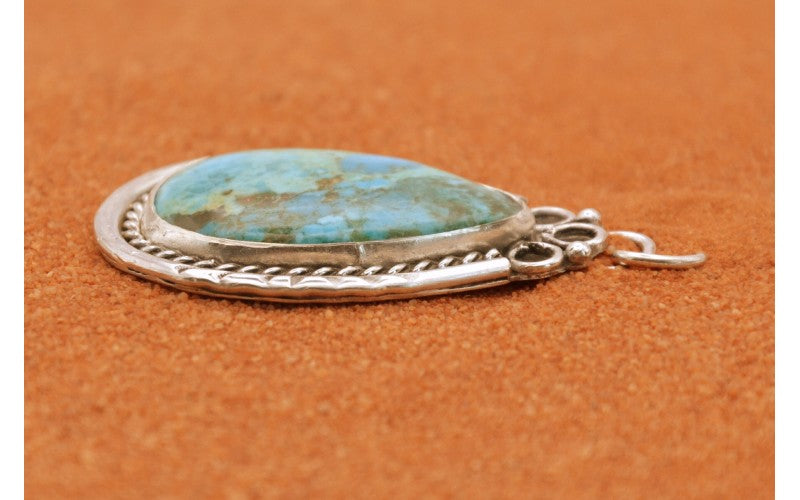 pendentif cadeau-turquoise mojave-argent 925/1000-style navajo-femme et homme-western-ouest americain-bijoux amerindiens