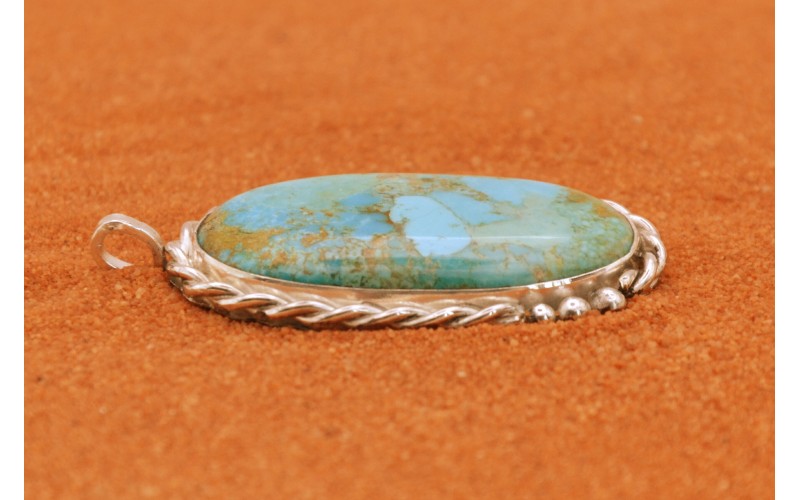 Pendentif mixte-turquoise mojave-argent 925/1000-idée cadeau-style navajo-bohème-artisanat