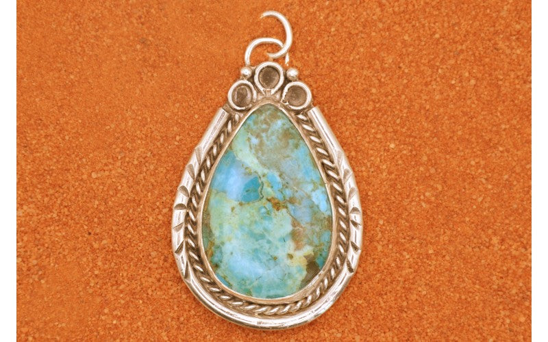 pendentif cadeau-turquoise mojave-argent 925/1000-style navajo-femme et homme-western-ouest americain-bijoux amerindiens