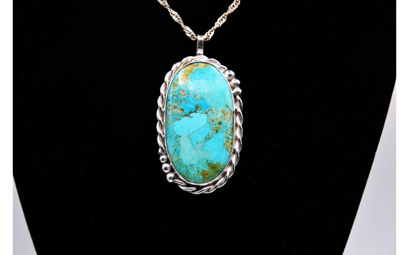 Pendentif mixte-turquoise mojave-argent 925/1000-idée cadeau-style navajo-bohème-artisanat