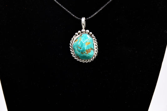 Pendentif amerindien-turquoise kingman-argent 925-style navajo-bijoux cadeau-homme et femme