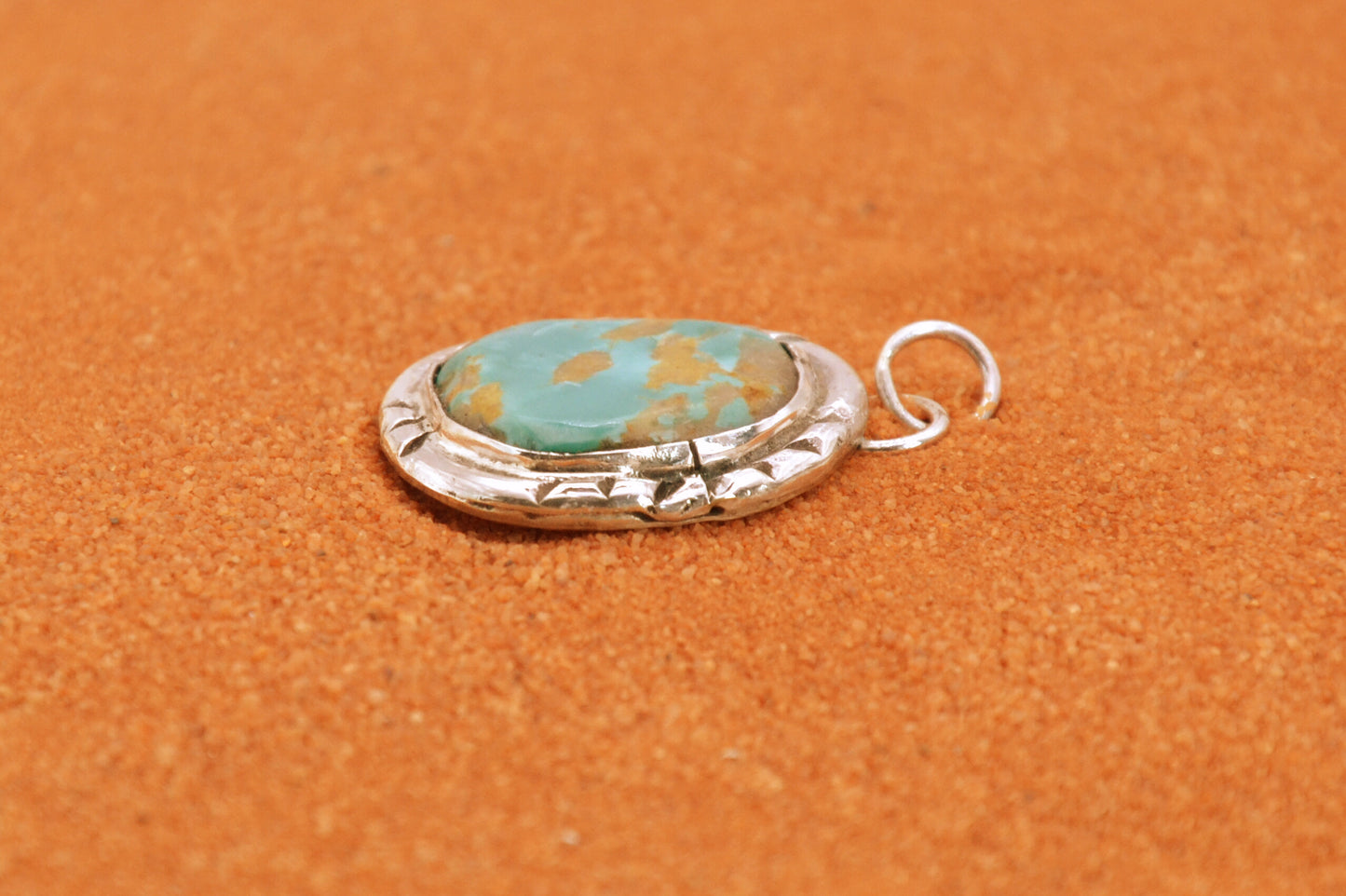 Pendentif amerindien-turquoise kingman-style navajo-cadeau-homme et femme-argent massif-bijoux turquoise