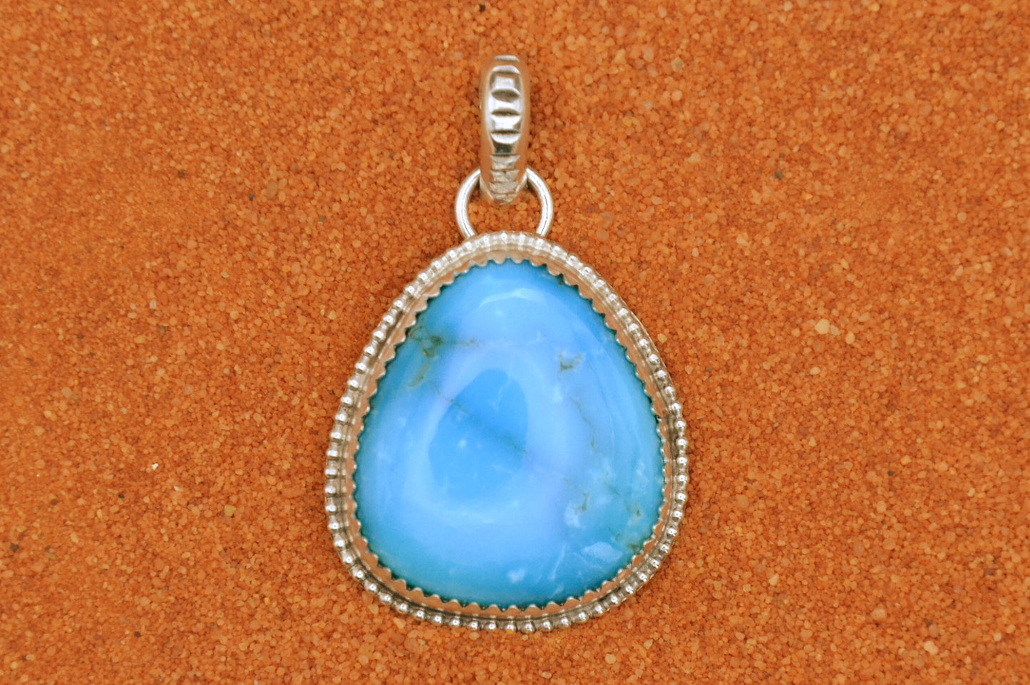 Pendentif turquoise-kingman-bijoux amerindiens-style navajo-cadeau-homme et femme-unique-argent sterling